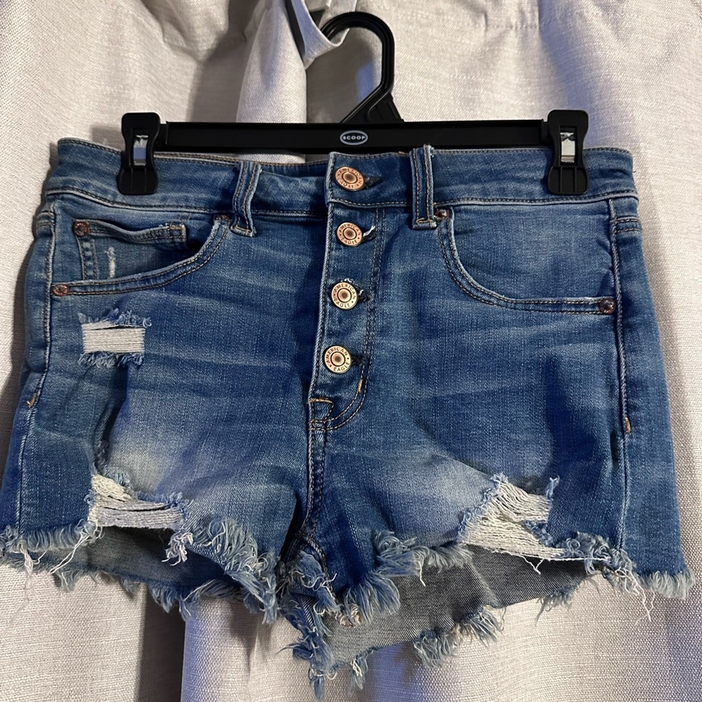 American Eagle Outfitters Blue Distressed Jean Shorts